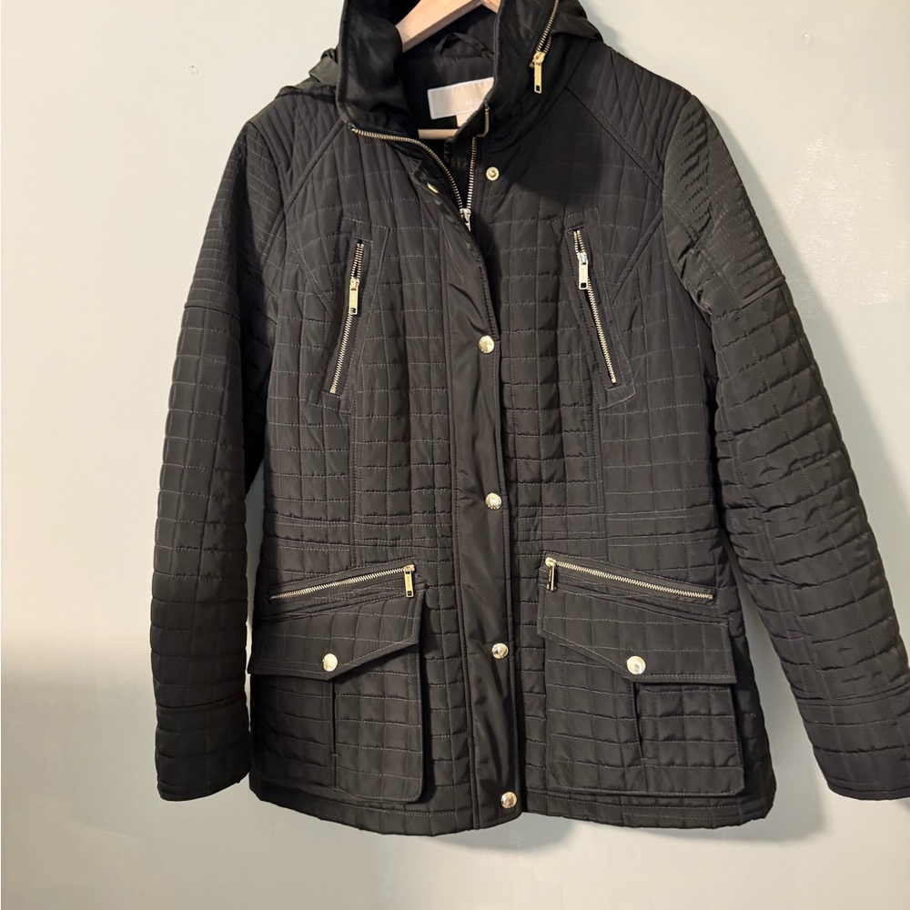 MICHAEL Michael Kors Olive Green Quilted Utility Jacket Size Medium